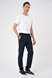 Comfort Fit Gofre Dokulu Beli Lastikli Lacivert Jogger Pantolon P 1177