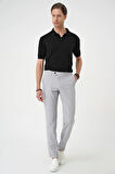 Comfort Fit Gofre Dokulu Beli Lastikli Gri Jogger Pantolon P 1177