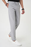 Comfort Fit Gofre Dokulu Beli Lastikli Gri Jogger Pantolon P 1177