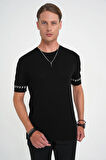 Comfort Fit Bisiklet Yaka Kısa Kollu Siyah Triko Tr 882