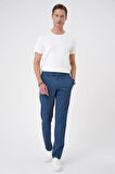 Comfort Fit Kırçıllı Beli Lastikli Gece Mavisi Jogger Pantolon P 1176