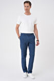 Comfort Fit Kırçıllı Beli Lastikli Gece Mavisi Jogger Pantolon P 1176