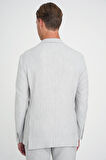 Slim Fit Kırlangıç Yaka Balıksırtı Desen Spor Açık Gri Ceket C 702