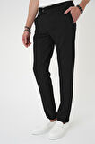 Comfort Fit Beli Lastikli Siyah Jogger Pantolon  P 1179