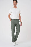 Comfort Fit Kırçıllı Beli Lastikli Yeşil Jogger Pantolon P 1176