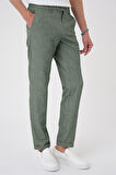 Comfort Fit Kırçıllı Beli Lastikli Yeşil Jogger Pantolon P 1176