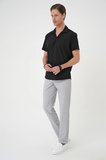 G 1589 Slim Fit Apaş Yaka Kısa Kol Esnek Casuel Siyah Gömlek 