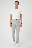 P 1182 Comfort Fit Beli Lastikli Pileli Gri Jogger Pantolon 