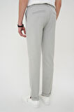 P 1182 Comfort Fit Beli Lastikli Pileli Gri Jogger Pantolon 