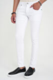 Slim Fit Beş Cep Likralı Beyaz Jean Pantolon Denim 134
