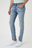 Denim 129 Slim Fit Beş Cepli Likralı Yıkamalı Açık Mavi Jean Pantolon