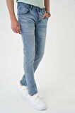 Denim 129 Slim Fit Beş Cepli Likralı Yıkamalı Açık Mavi Jean Pantolon