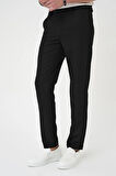 P 1186 Comfort Fit Beli Lastikli Dokulu Siyah Jogger Pantolon 