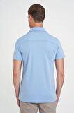 Slim Fit Apaş Yaka Modal Karışımlı Kısa Kol Mavi Gömlek G 1590
