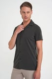 Slim Fit Apaş Yaka Modal Karışımlı Kısa Kol Kahverengi Gömlek G 1590