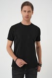 Ts 896 Comfort Fit Bisiklet Yaka Viskon Karışımlı Dokulu Casuel Siyah Tişört
