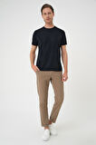 Ts 896 Comfort Fit Bisiklet Yaka Viskon Karışımlı Dokulu Casuel Lacivert Tişört