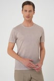 Ts 902 Comfort Fit Bisiklet Yaka Viskon Karışımlı Casual Kum Beji Tişört