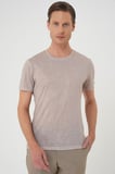 Ts 902 Comfort Fit Bisiklet Yaka Viskon Karışımlı Casual Kum Beji Tişört
