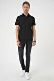 Ts 901 Comfort Fit Polo Yaka Viskon Karışımlı Casual Siyah Tişört