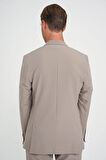 Slim Fit Mono Yaka Fleto Cepli Çift Yırtmaçlı Casual Vizon Ceket C 710