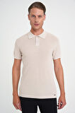 Comfort Fit Polo Yaka Kısa Kollu Bej Triko Tr 883
