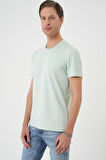 Ts 885 Comfort Fit Bisiklet Yaka Esnek Pamuk Casuel Mint Yeşili Tişört