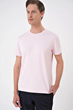 Ts 885 Comfort Fit Bisiklet Yaka Esnek Pamuk Casuel Pembe Tişört