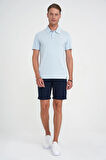 Ts 903 Comfort Fit Polo Yaka Modal Karışım Kısa Kol Casual Mavi Tişört
