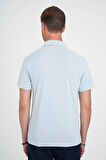 Ts 903 Comfort Fit Polo Yaka Modal Karışım Kısa Kol Casual Mavi Tişört