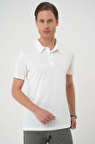 Ts 903 Comfort Fit Polo Yaka Modal Karışım Kısa Kol Casual Ekru Tişört