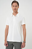 Ts 903 Comfort Fit Polo Yaka Modal Karışım Kısa Kol Casual Ekru Tişört