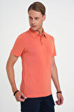 Ts 903 Comfort Fit Polo Yaka Modal Karışım Kısa Kol Casual Turuncu Tişört