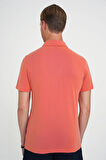 Ts 903 Comfort Fit Polo Yaka Modal Karışım Kısa Kol Casual Turuncu Tişört
