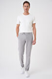 P 1186 Comfort Fit Beli Lastikli Dokulu Gri Jogger Pantolon 