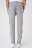 P 1186 Comfort Fit Beli Lastikli Dokulu Gri Jogger Pantolon 