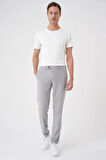 P 1186 Comfort Fit Beli Lastikli Dokulu Gri Jogger Pantolon 