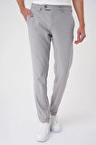 P 1186 Comfort Fit Beli Lastikli Dokulu Gri Jogger Pantolon 