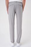 P 1186 Comfort Fit Beli Lastikli Dokulu Gri Jogger Pantolon 