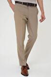 Slim Fit Pilesiz Yün Klasik Koyu Bej Kumaş Pantolon  P 1191