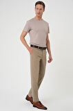Slim Fit Pilesiz Yün Klasik Koyu Bej Kumaş Pantolon  P 1191