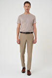 Slim Fit Pilesiz Yün Klasik Koyu Bej Kumaş Pantolon  P 1191