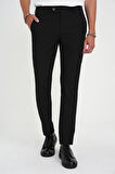 Comfort Fit Beli Lastikli Dokulu Siyah Jogger Pantolon  P 1192