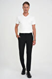 Comfort Fit Beli Lastikli Dokulu Siyah Jogger Pantolon  P 1192