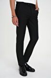 Comfort Fit Beli Lastikli Dokulu Siyah Jogger Pantolon  P 1192