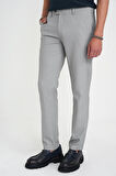 Comfort Fit Beli Lastikli Dokulu Gri Jogger Pantolon  P 1192