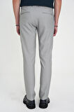 Comfort Fit Beli Lastikli Dokulu Gri Jogger Pantolon  P 1192