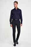Slim Fit Pilesiz Yün Klasik Lacivert Kumaş Pantolon  P 1191