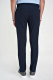 Comfort Fit Beli Lastikli Tek Pileli Dokulu Lacivert Pantolon P 1193