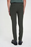 Comfort Fit Beli Lastikli Tek Pileli Dokulu Yeşil Pantolon P 1193